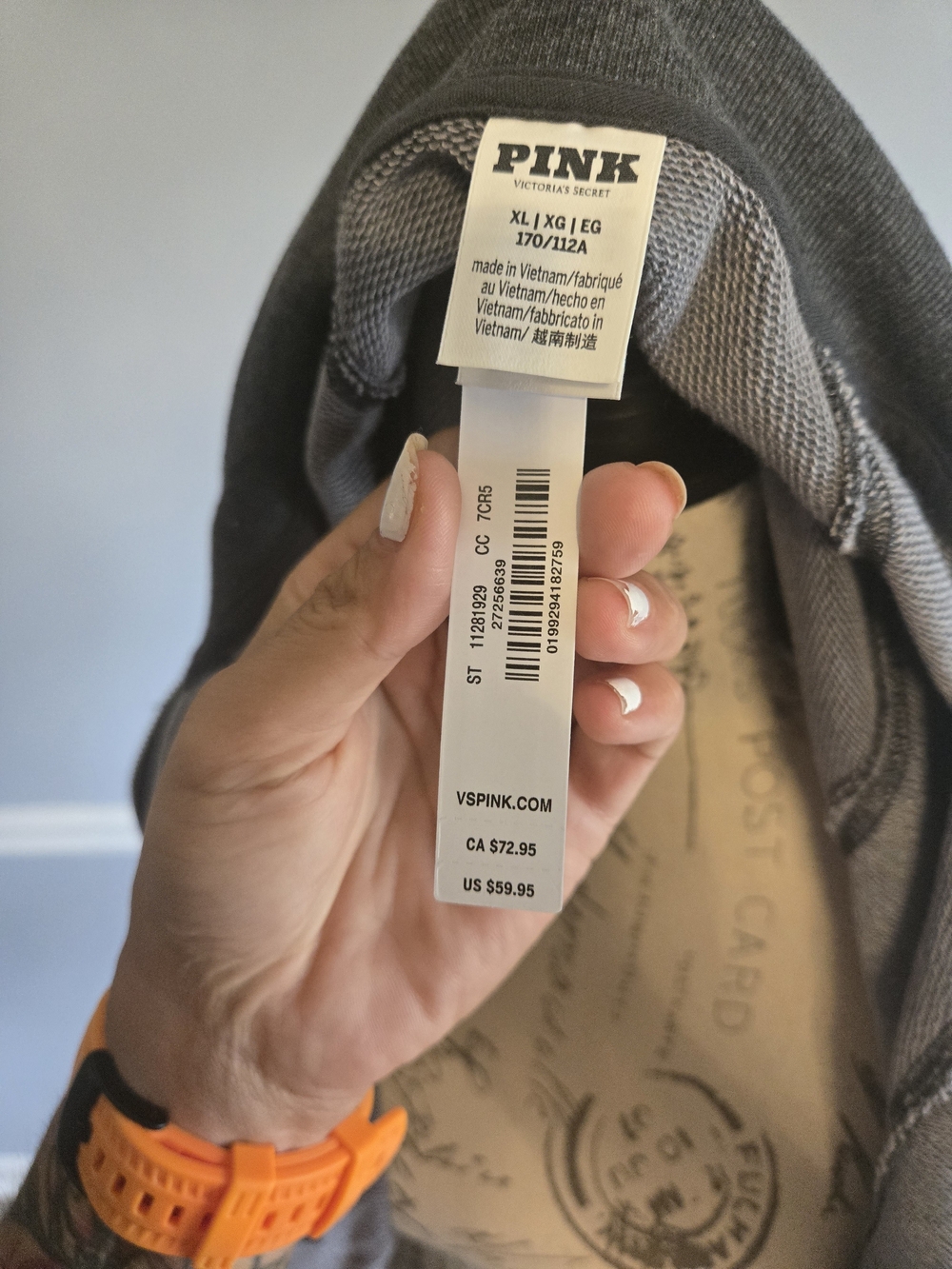 PINK Women's Charcoal Zip-Front Jacket with Contrast Stitching - Picture 6 of 8